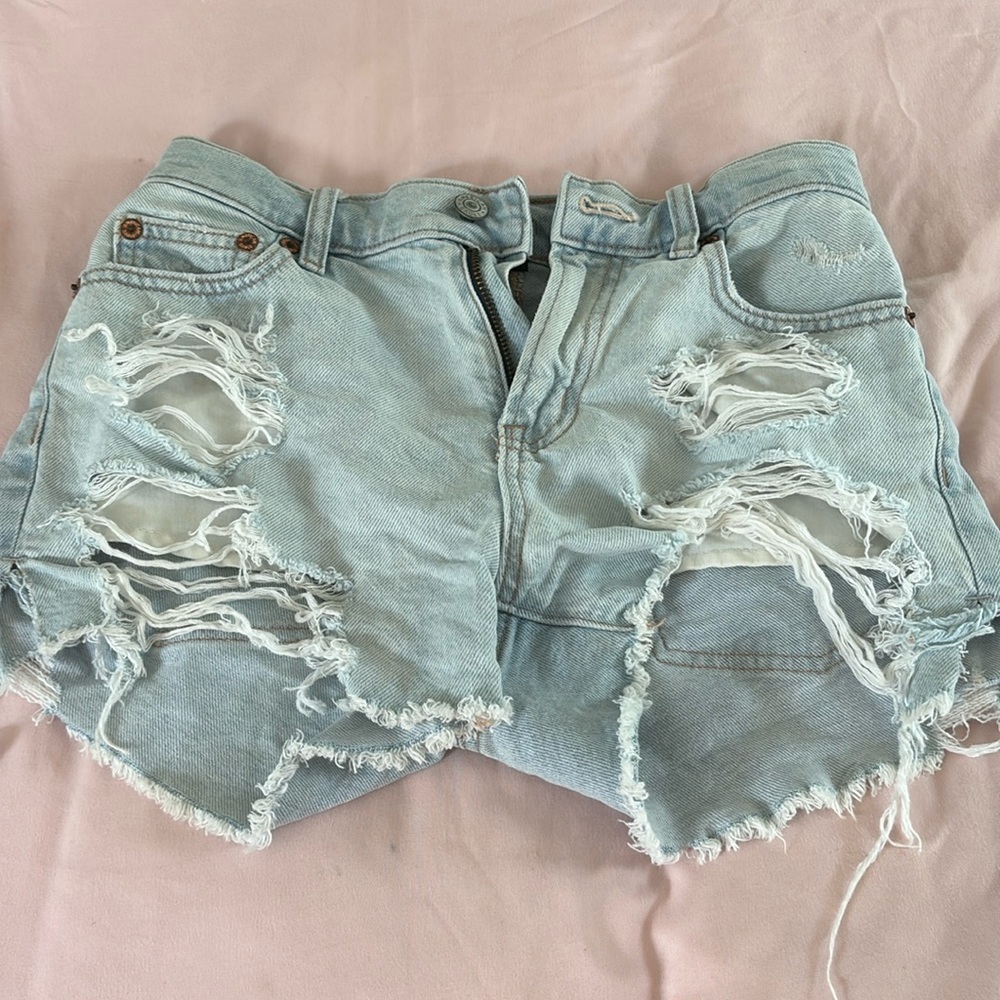 American eagle jean shorts, worn, size 000